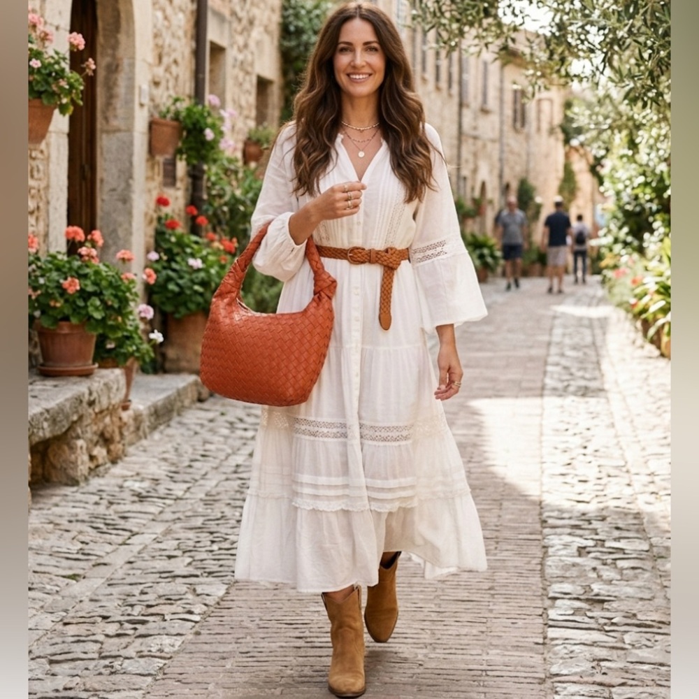 A New Day Woven Hobo Bag in Warm Orange